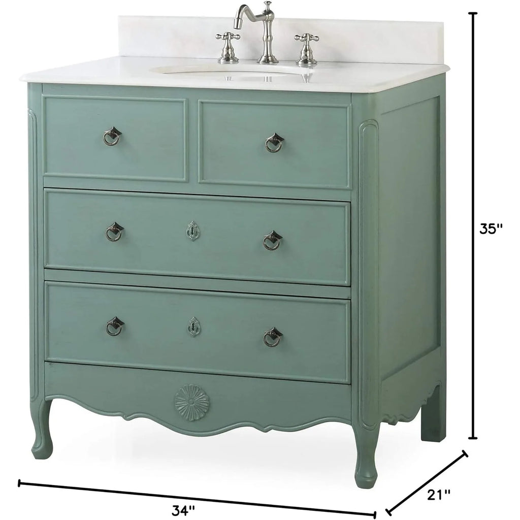 Cottage look Daleville Bathroom Sink Vanity - Model HF081Y (Vintage mint blue)