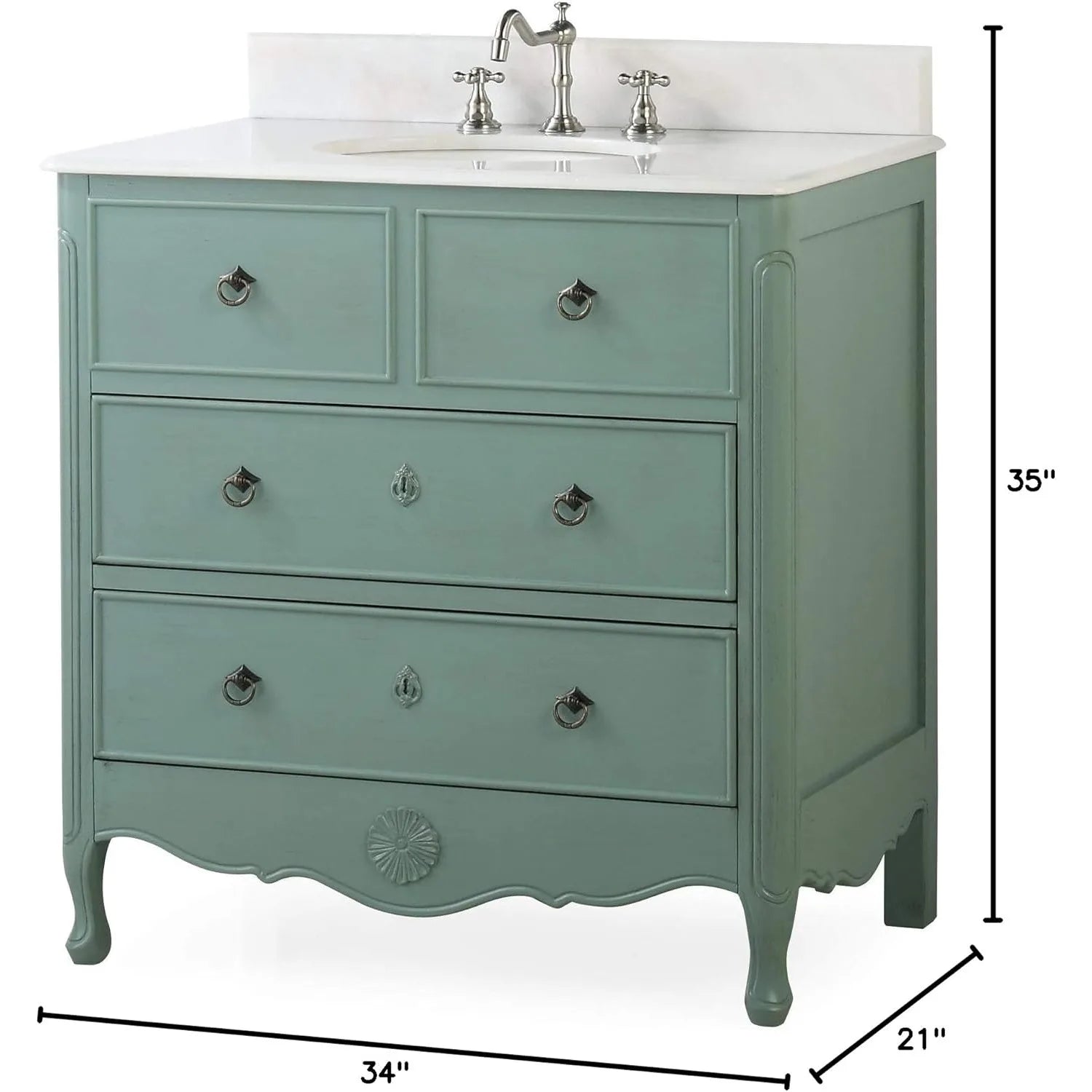 Cottage look Daleville Bathroom Sink Vanity - Model HF081Y (Vintage mint blue)