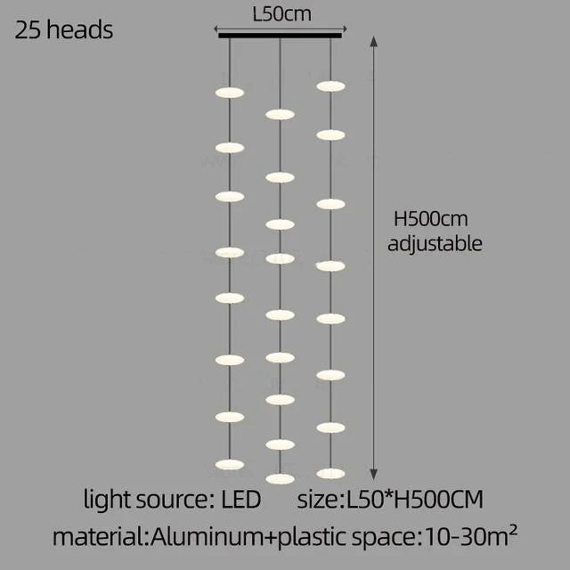 Modern Led staircase chandelier living room hanging light designer Villa duplex building  oval string attic pendant lighting