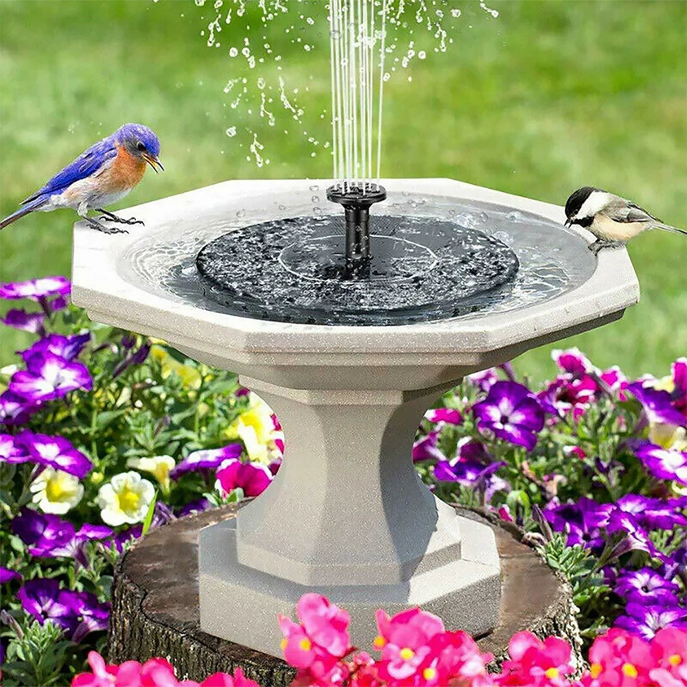 1W Outdoor Solar Fountain Pumps 35-50CM Free Standing Floating Birdbath Water Pumps with 6 Nozzles for Fish Tank Outdoor Garden
