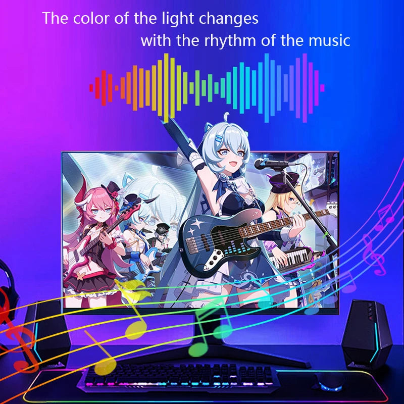 Smart Game PC Screen SYNC Backlight USB RGBIC LED Strip Light Color Picking Lamp Tape for Computer Monitor Gaming Room Decor
