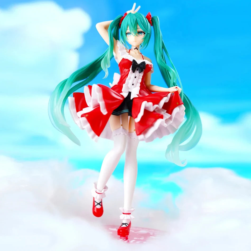 Anime-Figur Hatsune Miku, Mini-Charakter-Ornamente, Kawaii, pink-grüne Hatsune-Tischdekoration für Zuhause, Spielzeug für Erwachsene, Kindergeburtstag