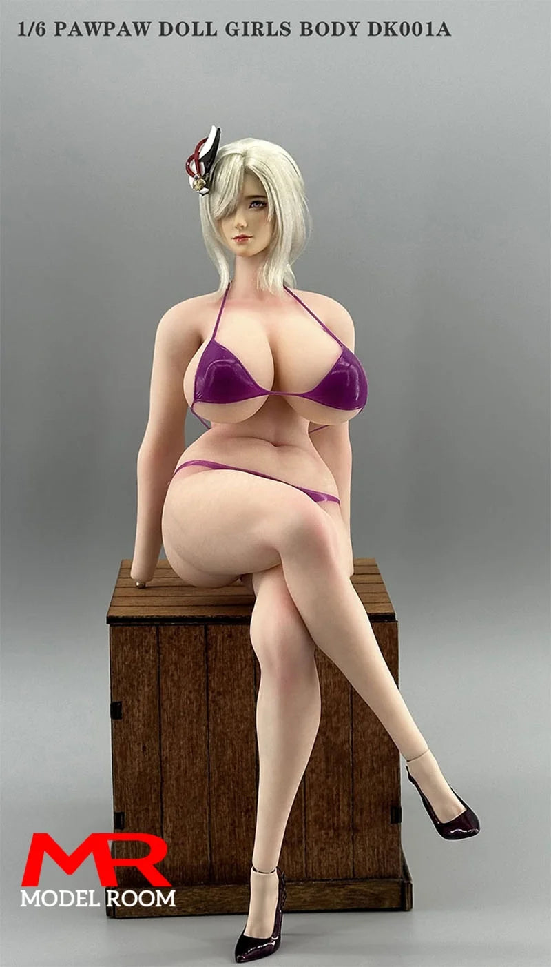 PawPawDoll DK001A 1/6 Anime Girl Oversize Breast Seamless Body 26.5cm Makeup Platinum Silicone Female Soldier Action Figure Doll