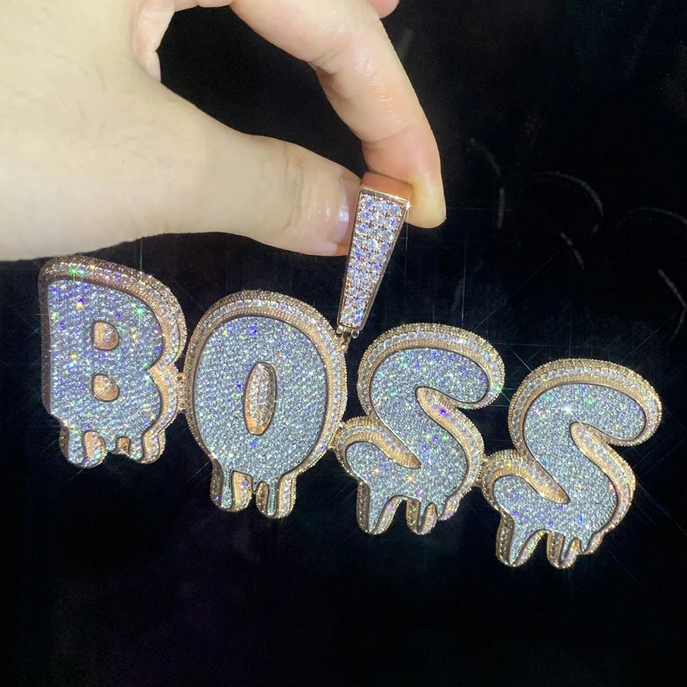 Big Water Droplet Customized 24 Letters Name Pendant Personalized font Necklace 5A Zircon Iced Out Letters Necklaces For Men Wom