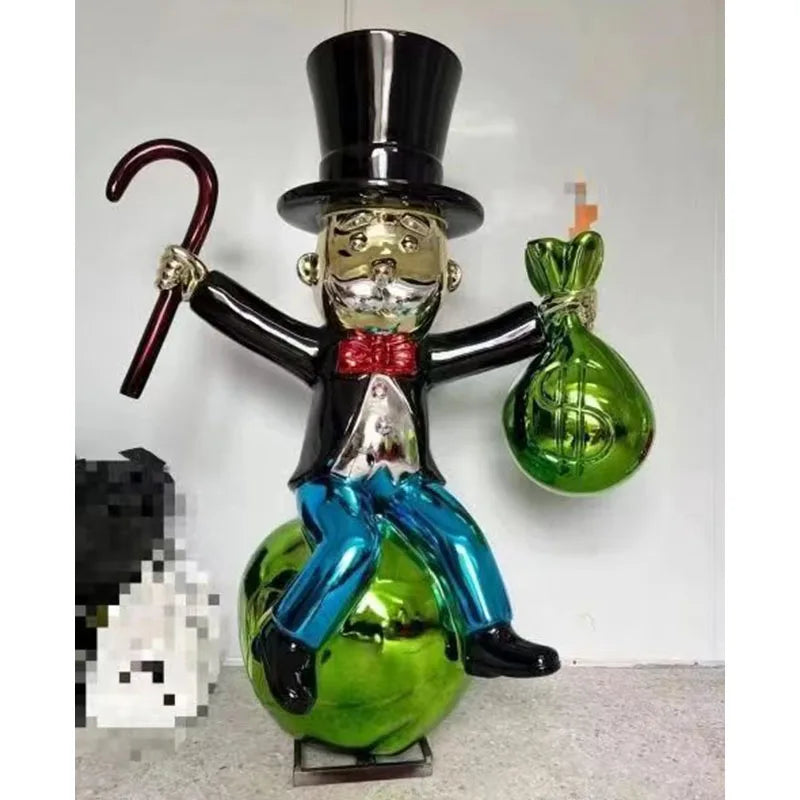 2025 New Electroplated Donald Duck Money Bag Glass Fiber Creative Decoration Personalized Indoor Cartoon Customized Gift