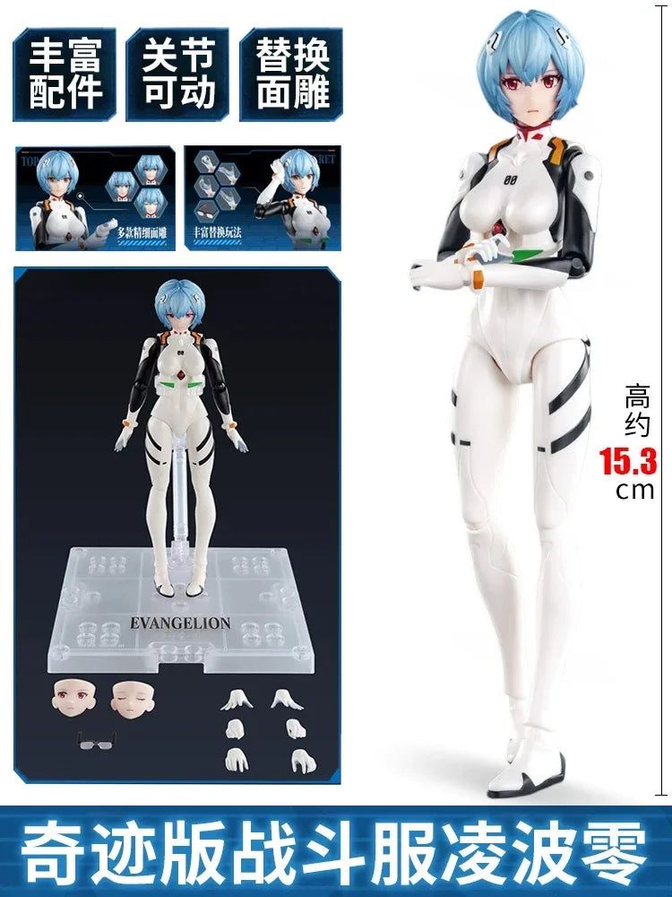 Original Blokees Eva Fantastics Series Asuka Shikinami Langley Action Figure Anime Movable Kit Model Toy Collection Toys Gift