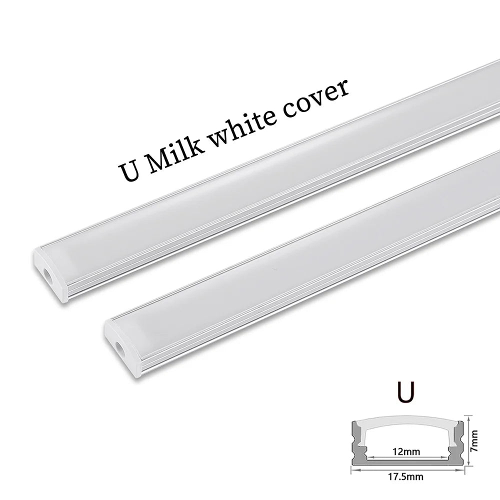 LED Strip Aluminum Profile 50CM Recessed Surface Mounted Aluminium Channel with Diffuser PC Cover for 8mm 10mm Linear Lighting