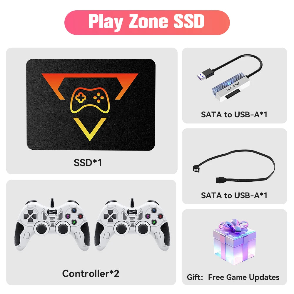 PlayZone 1TB Portable External Game SSD Handheld Game Console For Xbox/PS4/PS3/PS2/Switch Built-in 16000 Games For Win PC/Laptop