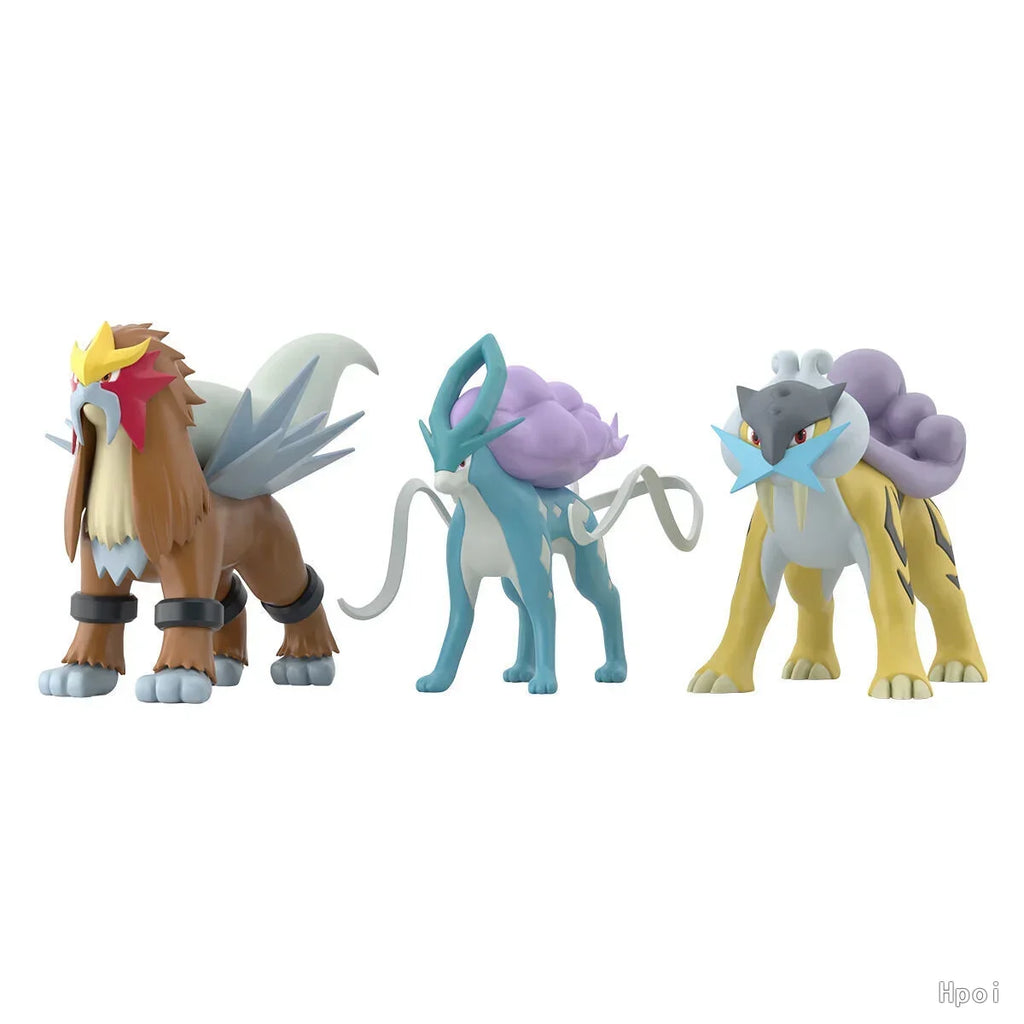 In Stock Bandai Original Box SCALE WORLD POKEMON RAIKOU ENTEI SUICUNE Anime Figure Model Kit Finished Toy Gift for Kids