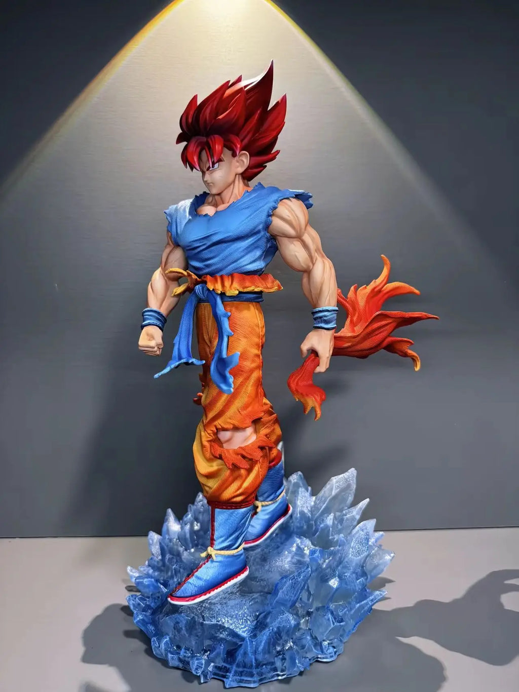 33cm/12.9inch JT Goku Statue Dragon Ball Z Super Saiyan Goku Figure Replace Head Led Base Gk Statue Collection Model Toy Gifts