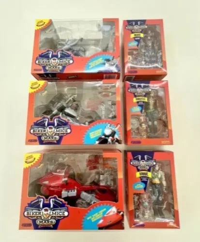 In Stock Biker Mice From Mars Anime Figure 1:12 16cm Throttle Vinnie Modo Three Person Set Action Figure Toys Kid Christmas Gift