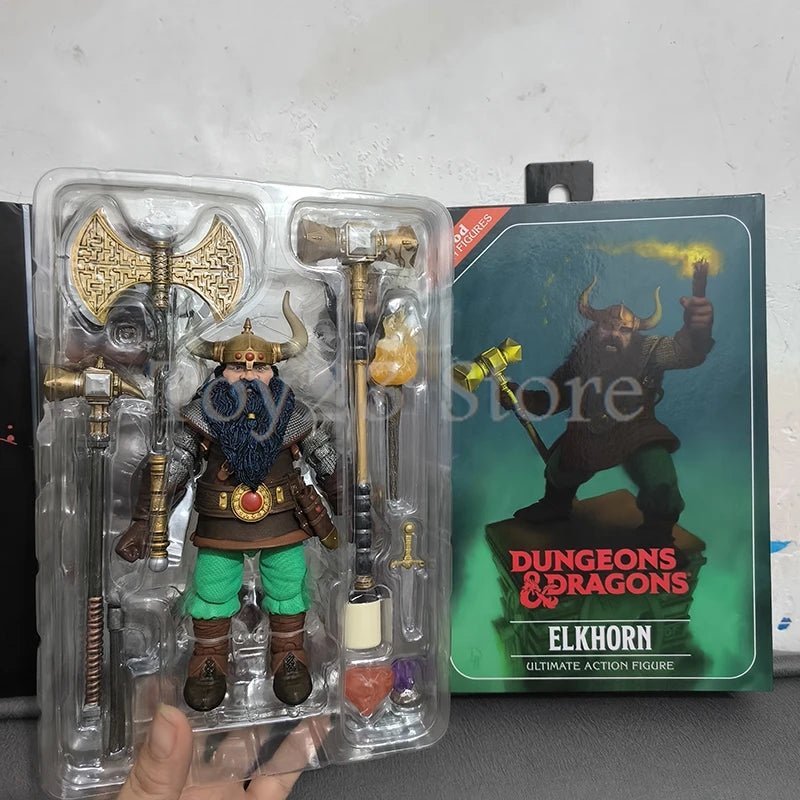 Neca Dragon And Dungeon Anime Figure Dwarf Warrior Elkhorn Action Figures Handheld Model Toy Collectible Christmas Gifts