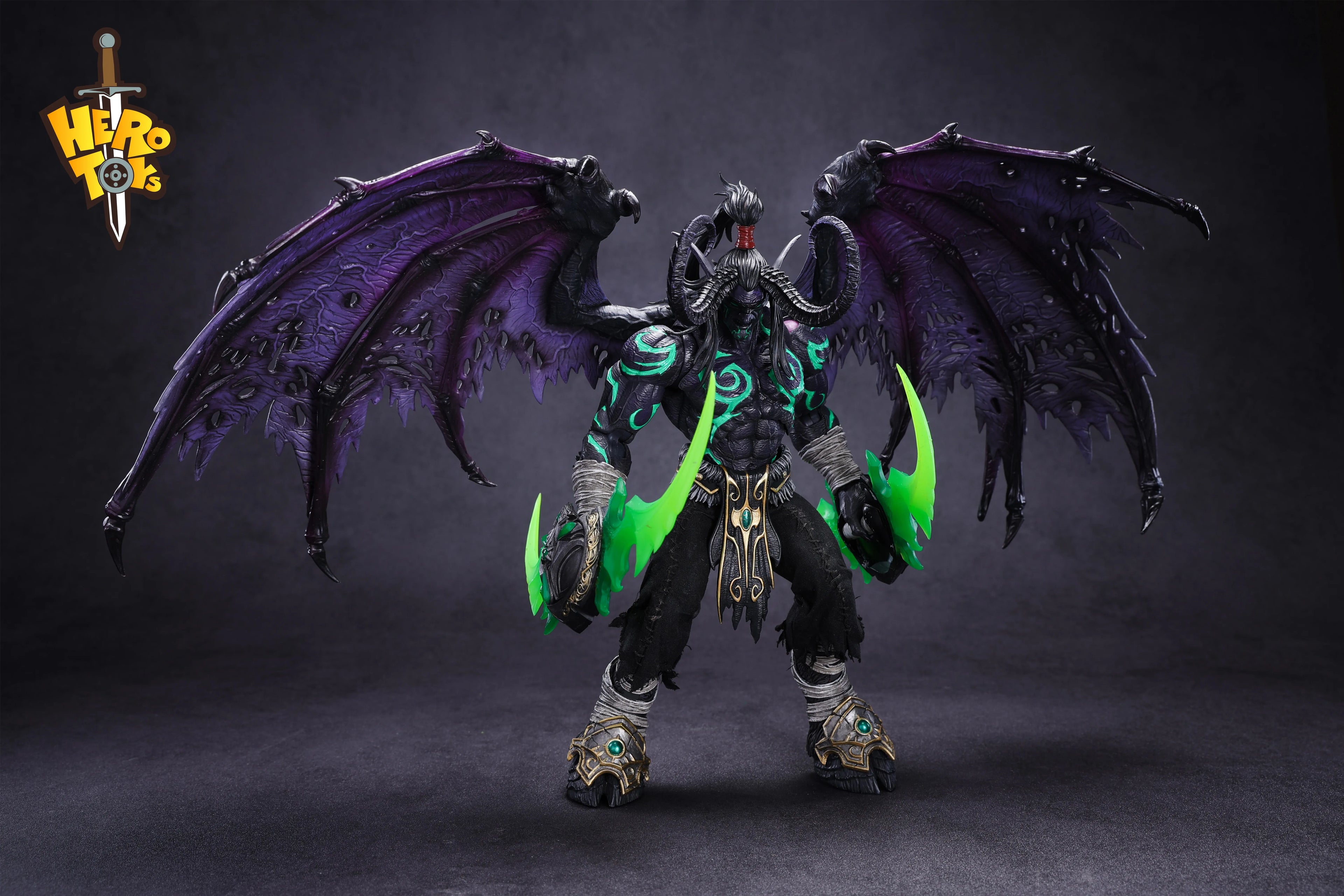 HERO TOYS 1/10 Scale Male Soldier Demon Hunter Black Illidan Stormrage Full Set About 24Cm Action Figure Collectible Model Toys