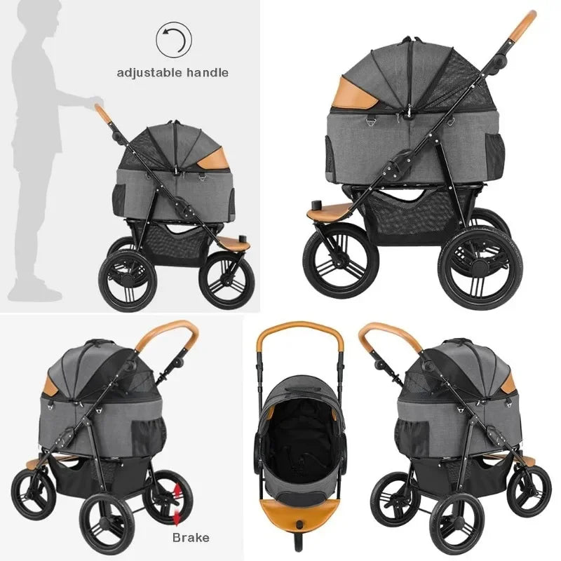 Pet Stroller Pet Stroller Large Dog Stroller Cat Stroller Dog Walking Stroller Pushchair Detachable Travel Carrier Tricycle