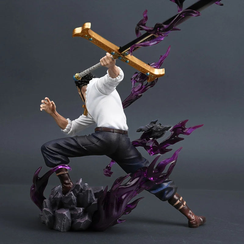 One Piece 30cm/11.81 Inches Tianhui Dracule Mihawk Anime Figure Pvc Statue Desktop & Room Ornament Collectible Model Toy Gift