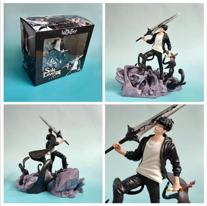 In Stock 20cm Solo Leveling Sung Jin-Woo Shadow King Anime Figure Shadow King Sung Jin-Woo Action Figure Doll Custom Toys Gift