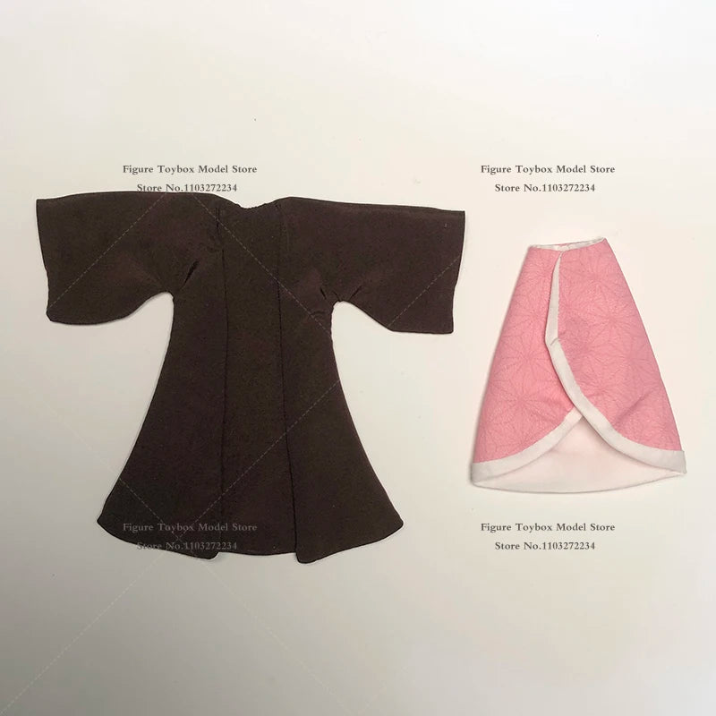 1/12 Kamado Nezuko Anime Girl Soldier Kimono Coat Pink Short Skirt Clothes Accessory For 6" Demon Slayer Action Figure Decor