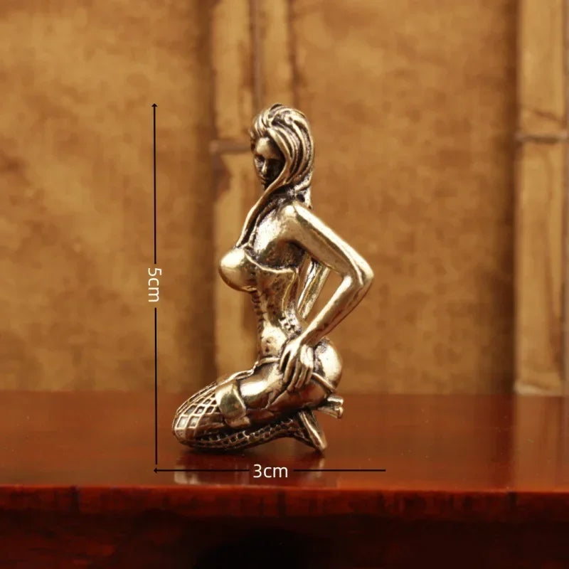 Solid Copper Woman Statue Bikini Women Brass Figurines Sexy Girl Woman Statuette Beauty Crafts Collection Model Gifts For Friend