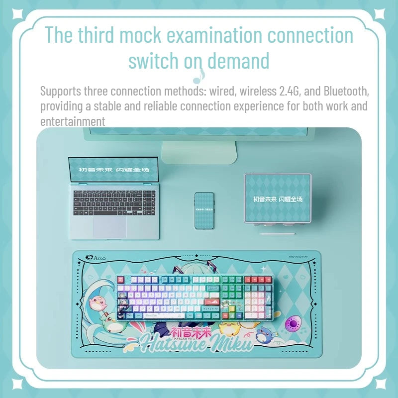 Hatsune Miku 5108B Plus Mechanical Keyboard Mouse Wireless/Bluetooth for Gaming Office Work Perfect Gift for Girls