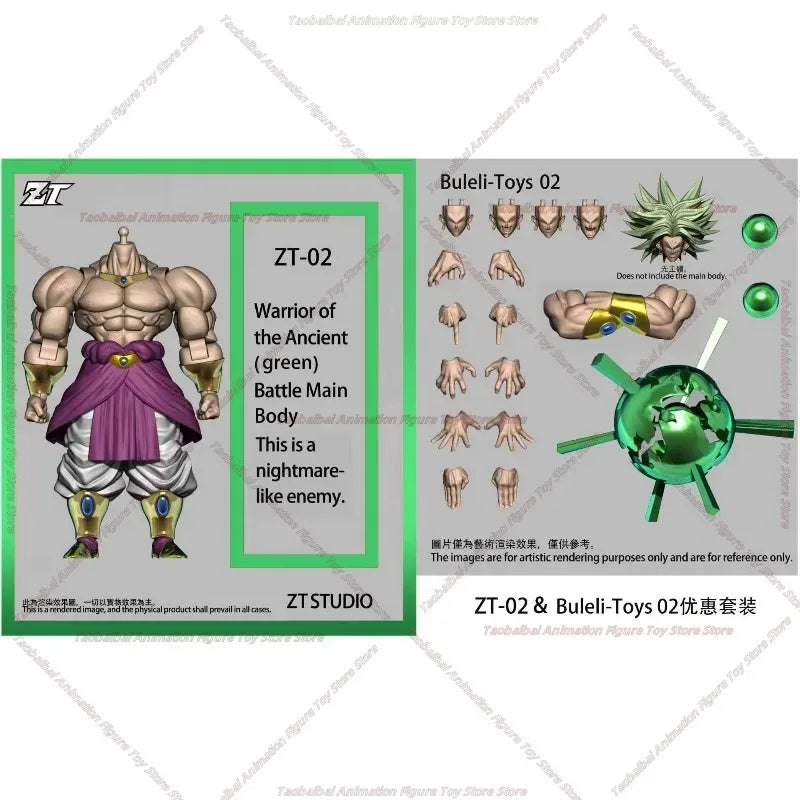 ZT Studio Ancient Warrior Broly Green Yellow Long Hair 1/12 Action Figure Anime Character Figure Collection