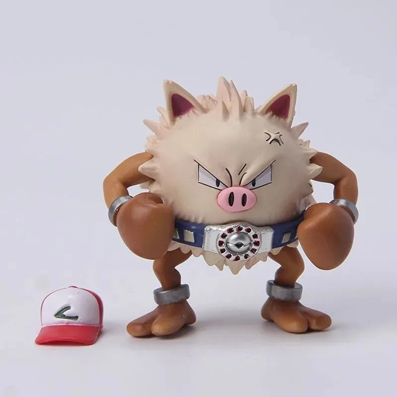 5,5 cm große Anime-Pokémon-Figur Primeape mit Hut, Actionfigur aus PVC, Sammlermodell, Spielzeug für Kinder, Geschenk