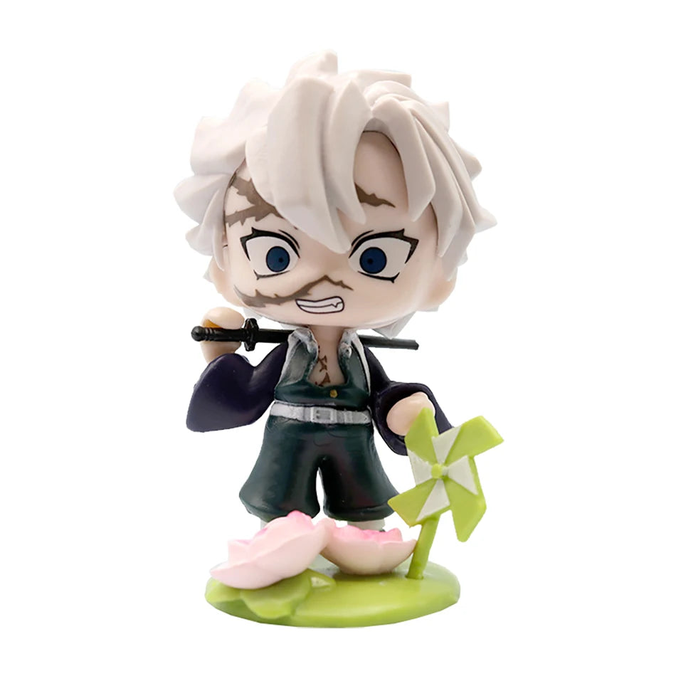 Anime 6Pcs/Set Q Version Demon Slayer Figurine  Boxed Model Ornament Accessory Cartoon Movability Kits Mascot Kid Toy Gift