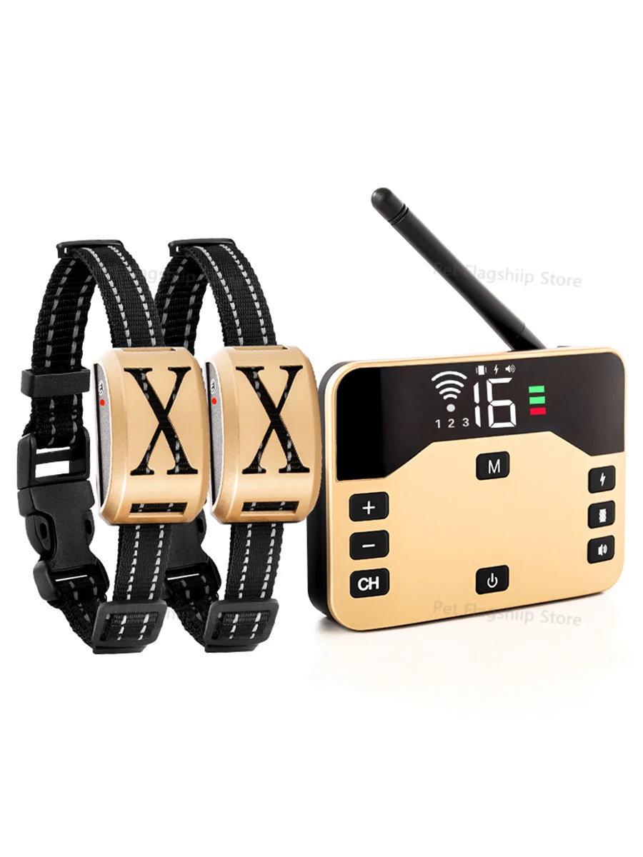 2 IN 1 Wireless Dog Electric Fence & Electric Shocker Training Collar Remote With Adjustable Beep Vibration Shock  Rechargeable