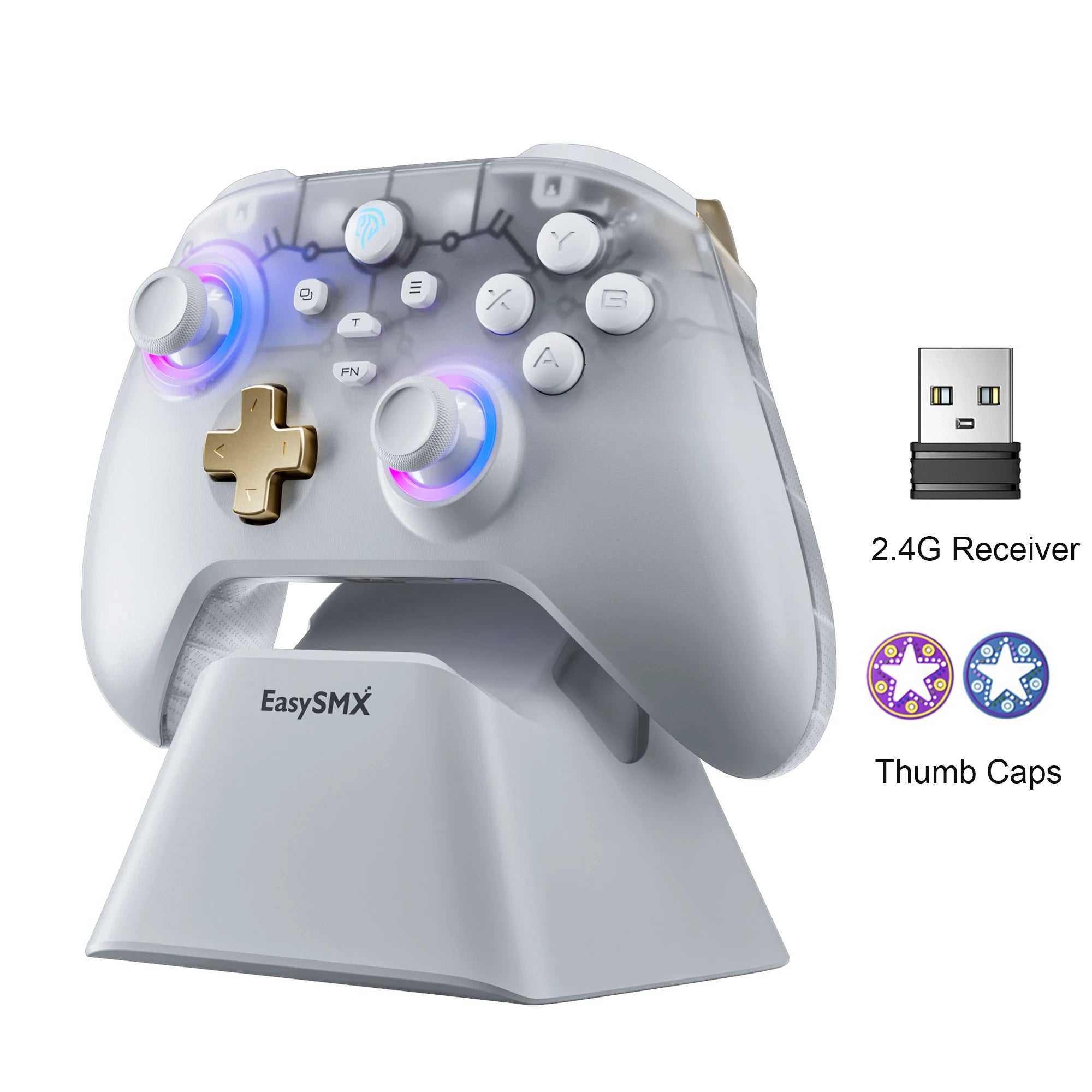 EasySMX D05 Wireless Gamepad for Nintendo Switch PC with Charging Dock RGB Hall Effect Joysticks Game Controller for Windows