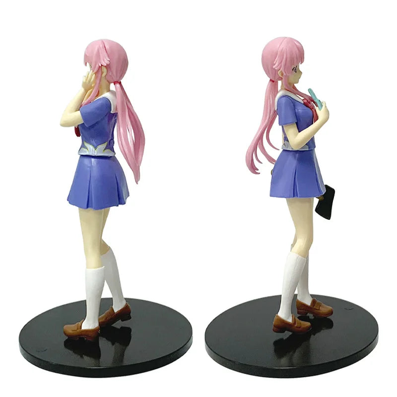 Hot 17cm Future Diary Mirai Nikki Gasai Yuno Anime Uniform Dress Standing Posture Action Figure Model Holiday Gifts Desktop Toy
