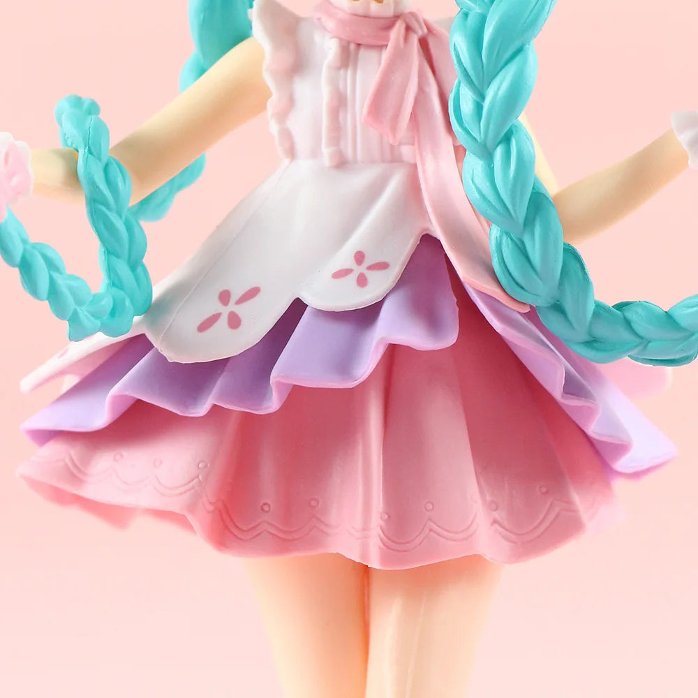 Neue Anime-Figur Hatsune Miku Virtual Singer Manga Figur Grün lange Haare rosa Rock Kawaii Mädchen PVC Actionfigur Modell Spielzeug