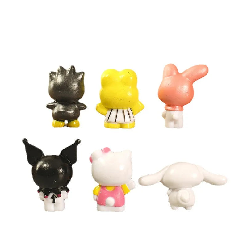 6pcs Sanrio Hello Kitty Anime Figure Kuromi Melody Toy Q Figural Cinnamoroll Car Desk Cake Decoration Children Birthday Gifts