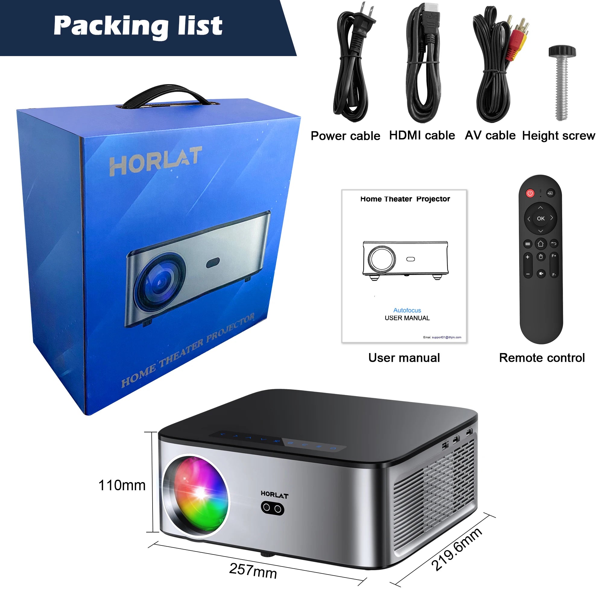 HORLAT 35000Lumens LCD Projector Beamer 8K Support 1080P Native Android Dual Band Wifi 6 Auto Focus Keystone Office Home Theater