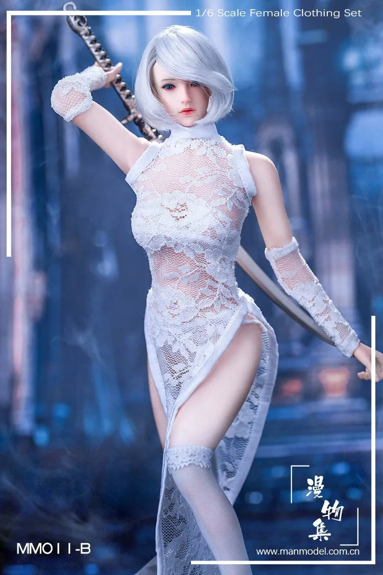 MM011 1/6 Scale 2B Sister Cheongsam Lace Dress Lingeries Stocking Clothes Model For 12'' Female Soldier Action Figure Body Dolls