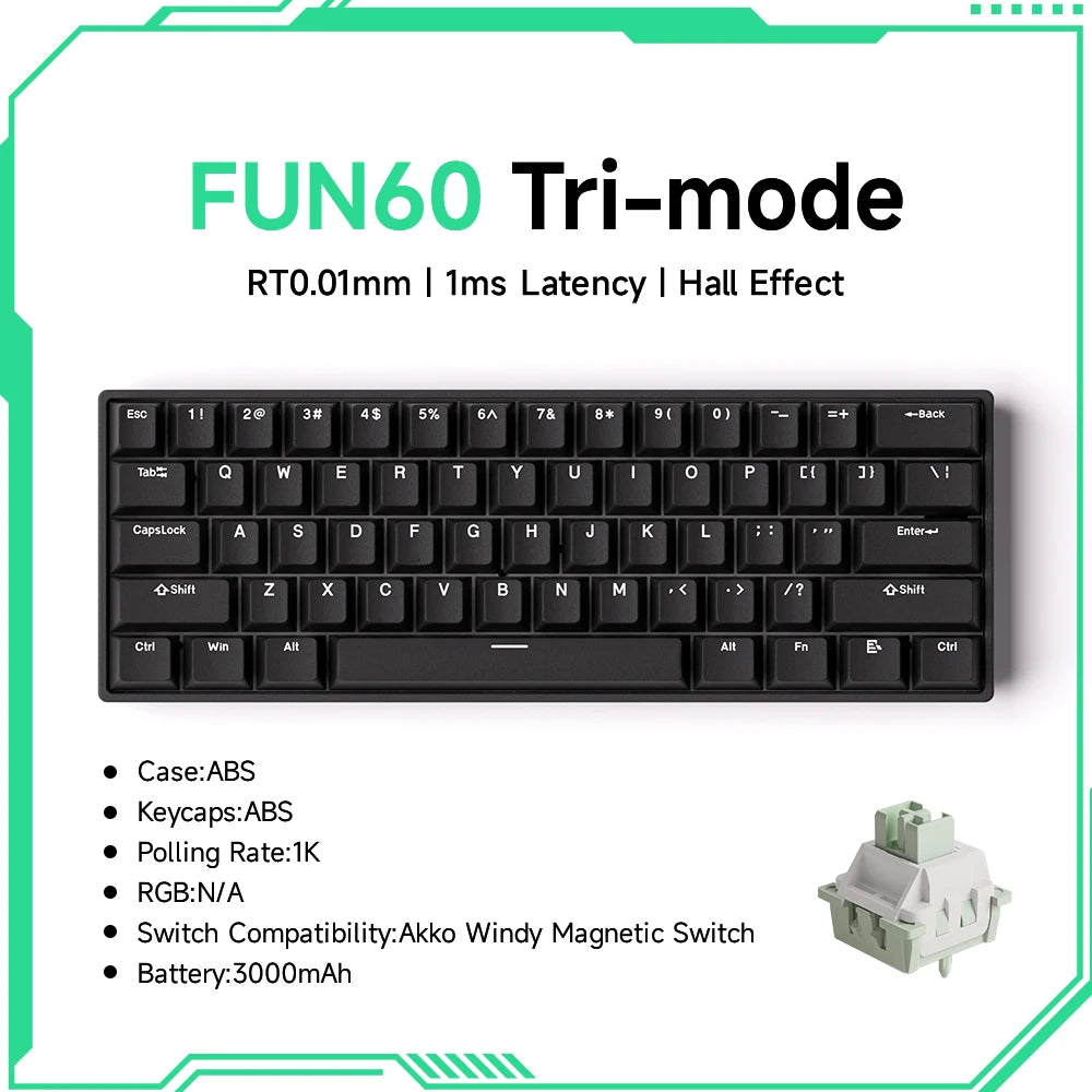 Akko MonsGeek FUN60 Mechanische Tastatur Magnetische Schalter 60% Gaming Tastaturen Schnelle Trigger 0,01mm 8K ARGB HE/TMR Custom Tastatur