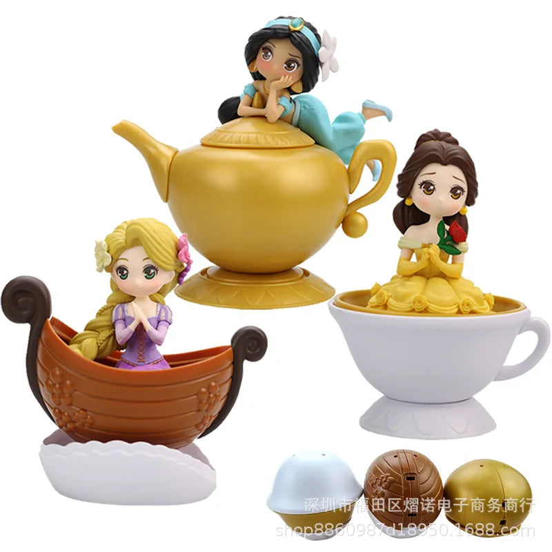 3pcs/set Creative Disney Princess Snow White Ariel Jasmine Cinderella Rapunzel Action Figure Toys Dolls Gift For Kids Girls