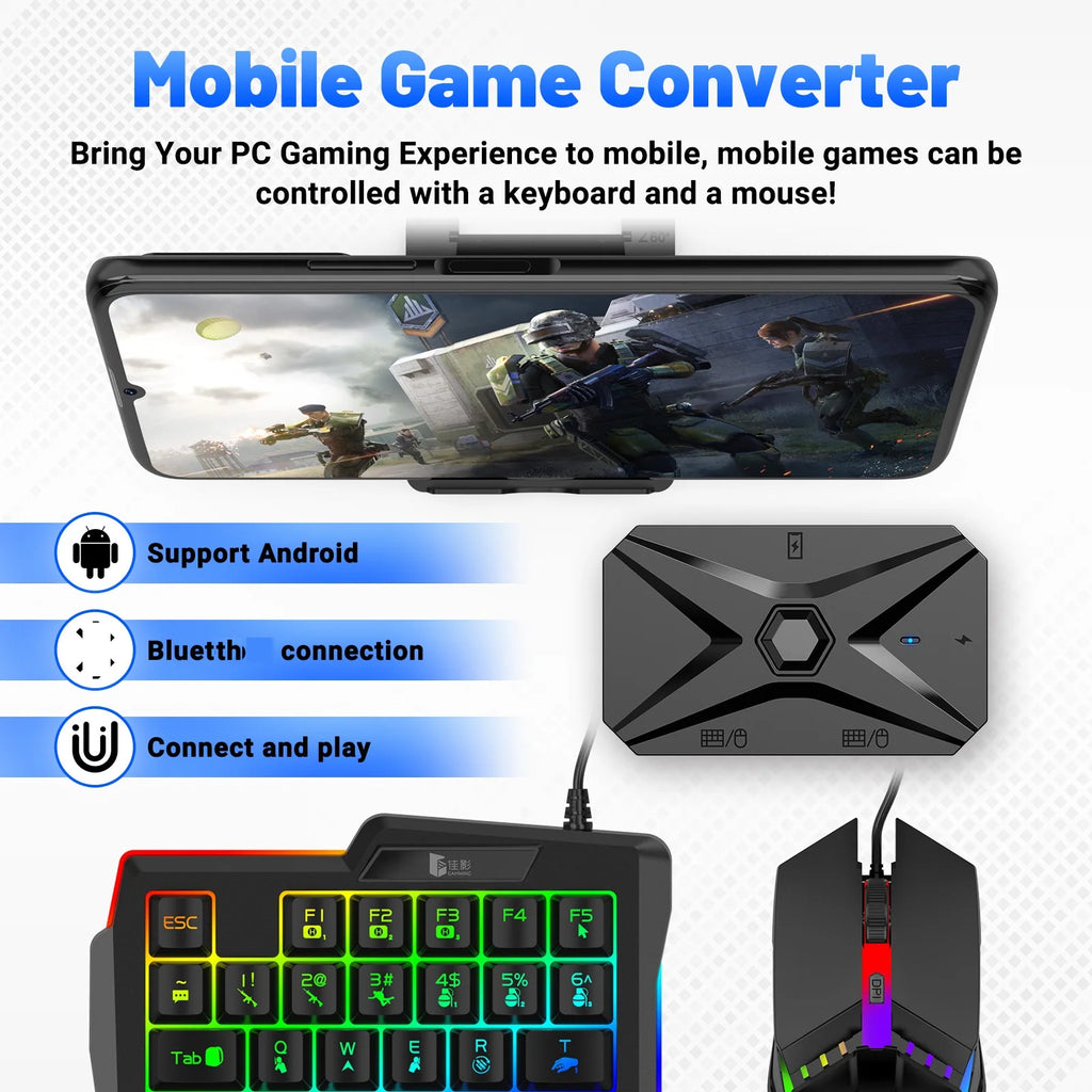 M1 Pro+ Keyboard & Mouse Mapper Converter Mobile Gaming Adapter for Esports Accessory for Android Phone/Tablet for PUBG