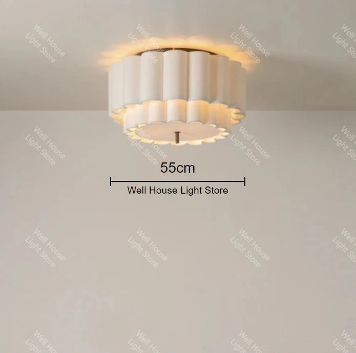 Wabi Sabi Pendant light Fabric Chandelier for Living Dining Bedroom Retro Bohemia Pendant Lamp scalloped natural pendant lamp