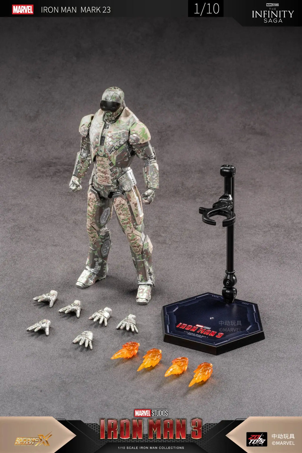 ZD Toys 1:10 Scale Iron Man MK23 Action Figure Set - Highly Detailed Collectible Model, Perfect Gift for Superhero Fans