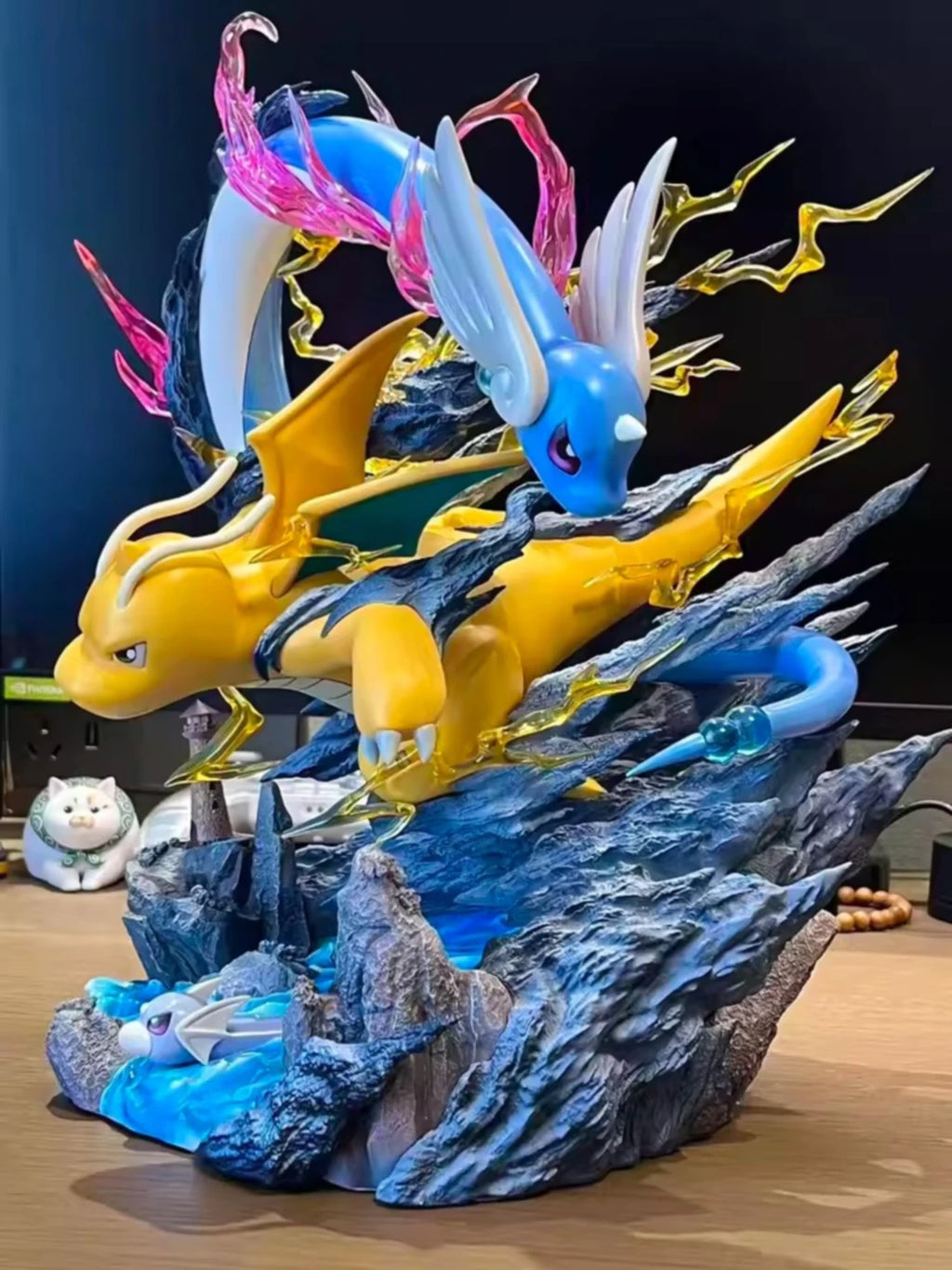 Fantasy House Pokemon Dragonite GK Figure 30CM Light Up Evolution Set Desktop Decoration Birthday Gift For Pokemon Collectors