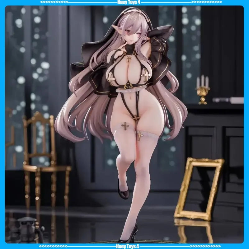 Elf Nun Gk Figure Anime Pretty Girl Pvc Statue Art Ornament Computer Case Decoration Collectible Model Gift For Anime Lovers