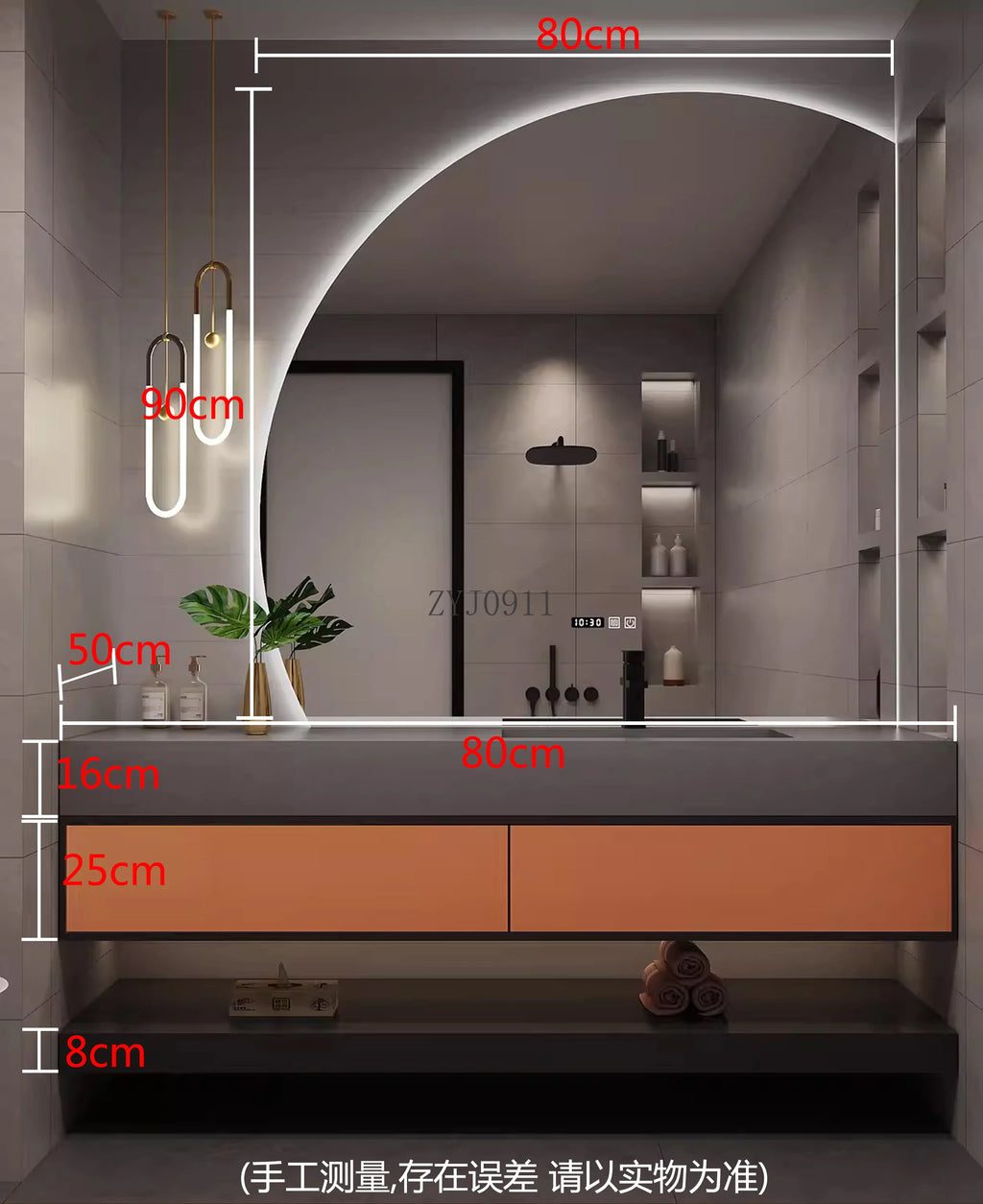 Spind Eitelkeit Badezimmer Holzmöbel MDF Weiß Schrank Waschbecken Basis Offene Schränke Luxus Ecke Handtuch Spiegel Lagerung
