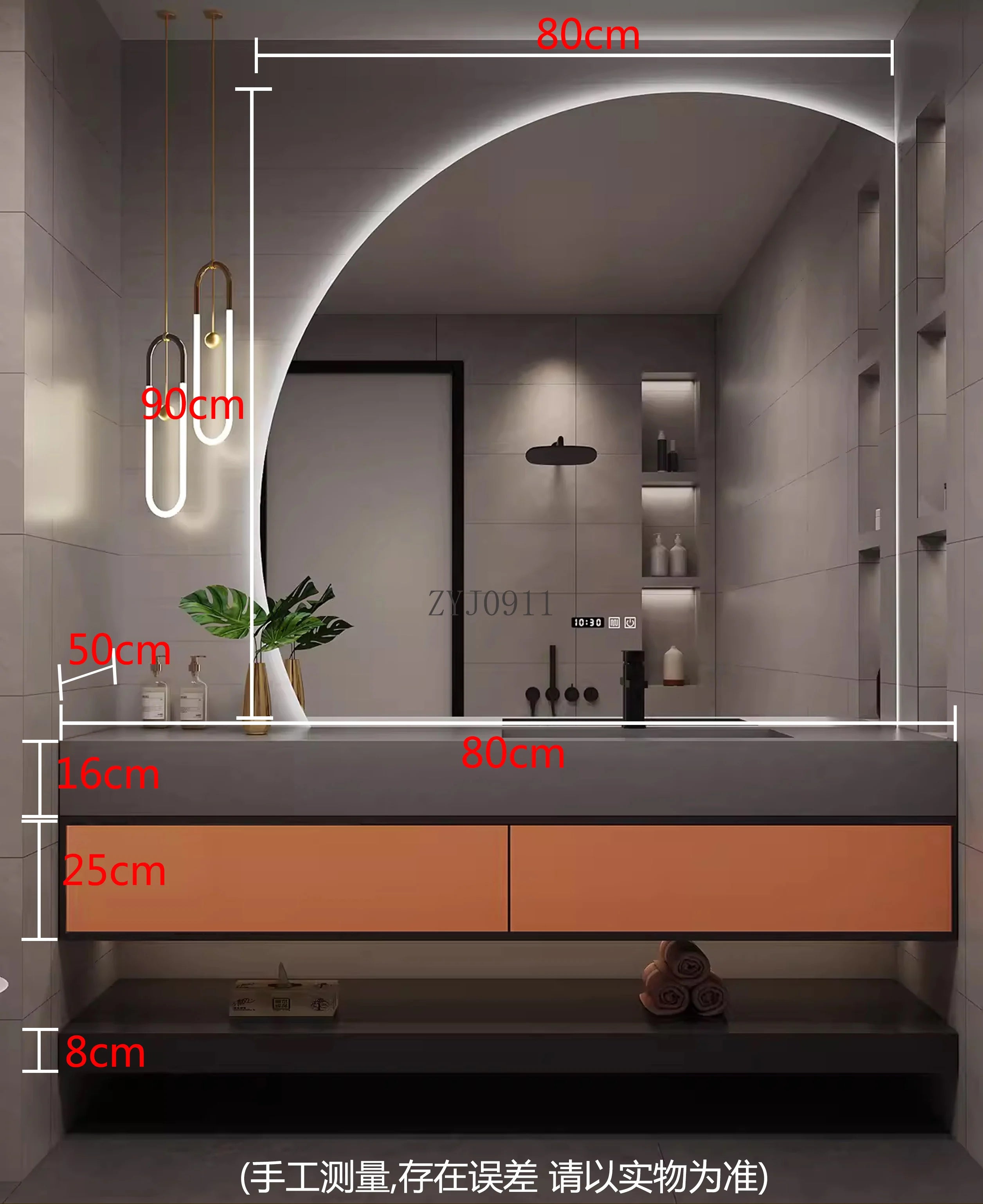 Spind Eitelkeit Badezimmer Holzmöbel MDF Weiß Schrank Waschbecken Basis Offene Schränke Luxus Ecke Handtuch Spiegel Lagerung