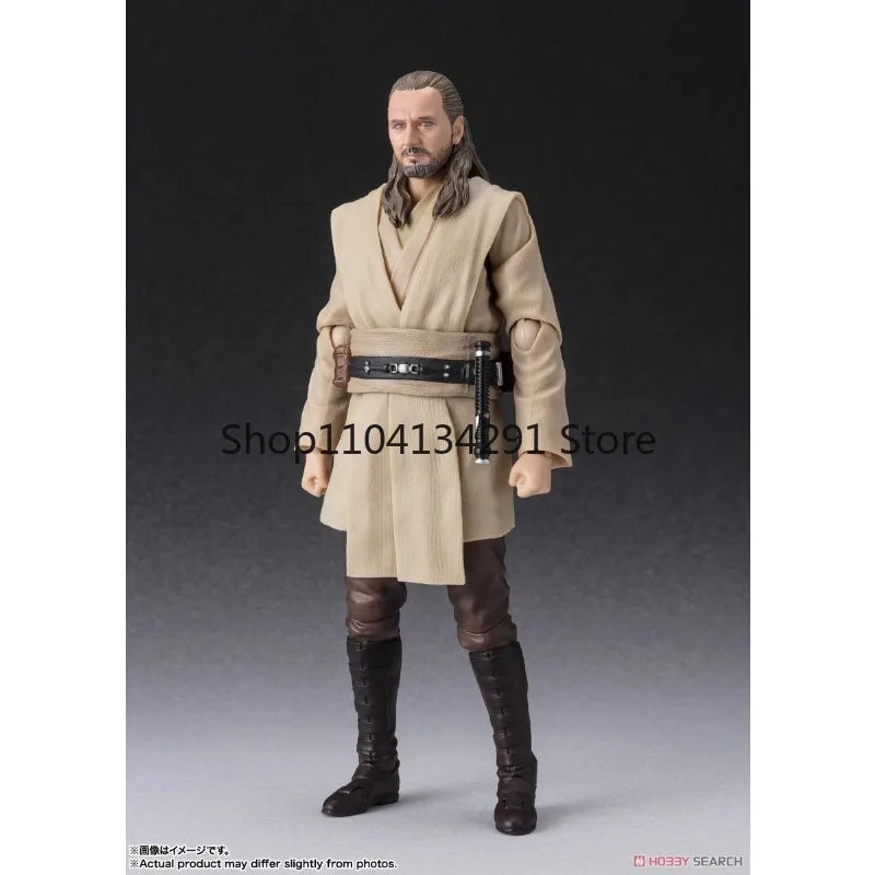 Bandai Original S.H.Figuarts Star Wars Anime Figure Qui-Gon Jinn Action Figure Toys for Boys Girls Kids Children Birthday Gifts
