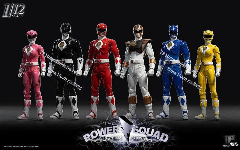 TOYS BATTALION Original TB020 1/12 Red White Black Green Pink Yellow Power Squads 6 Action Figures Delicate Model Collection
