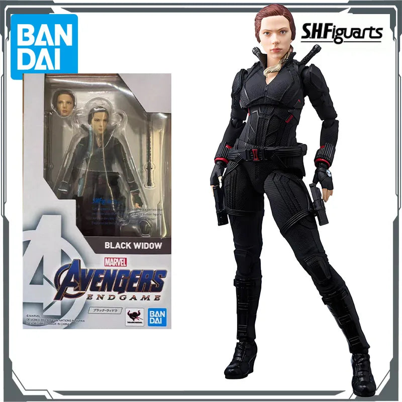 BANDAI Original S.H.Figuarts Hawkeye&Black Widow Anime Action Figures Toys for Boys Christmas Gift Collectible Model Ornaments