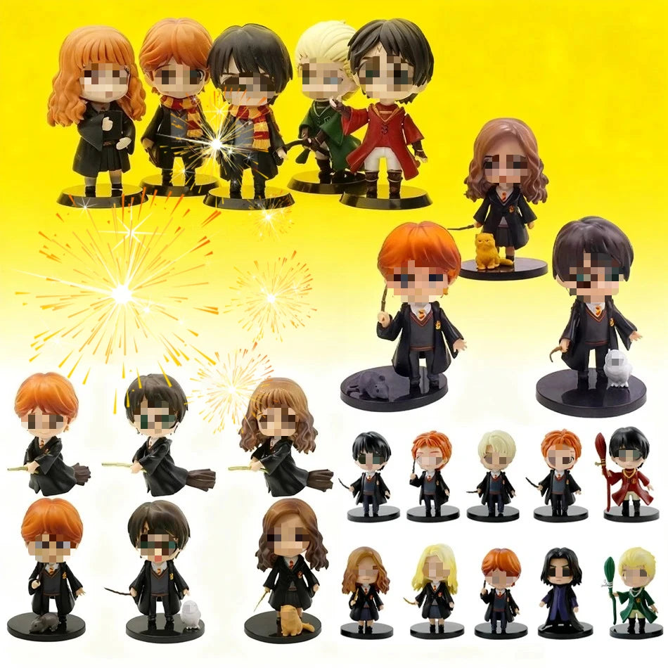 Harrry Q Style 7-9cm PVC Vinyl Figures Set - 3pcs/10pcs including Hermione Ron Hedwig Collectible Car Model Dolls for Cake