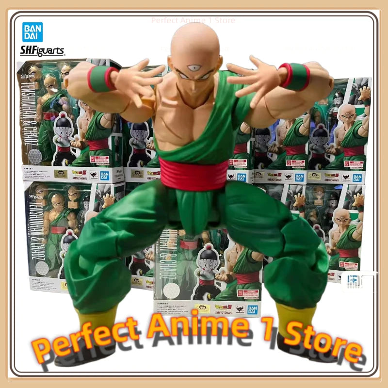 Bandai S.H.Figuarts Genuine Original Dragon Ball Z Tien Shinhan Chiaotzu Set Model Anime Action Figure Toys for Children Gifts