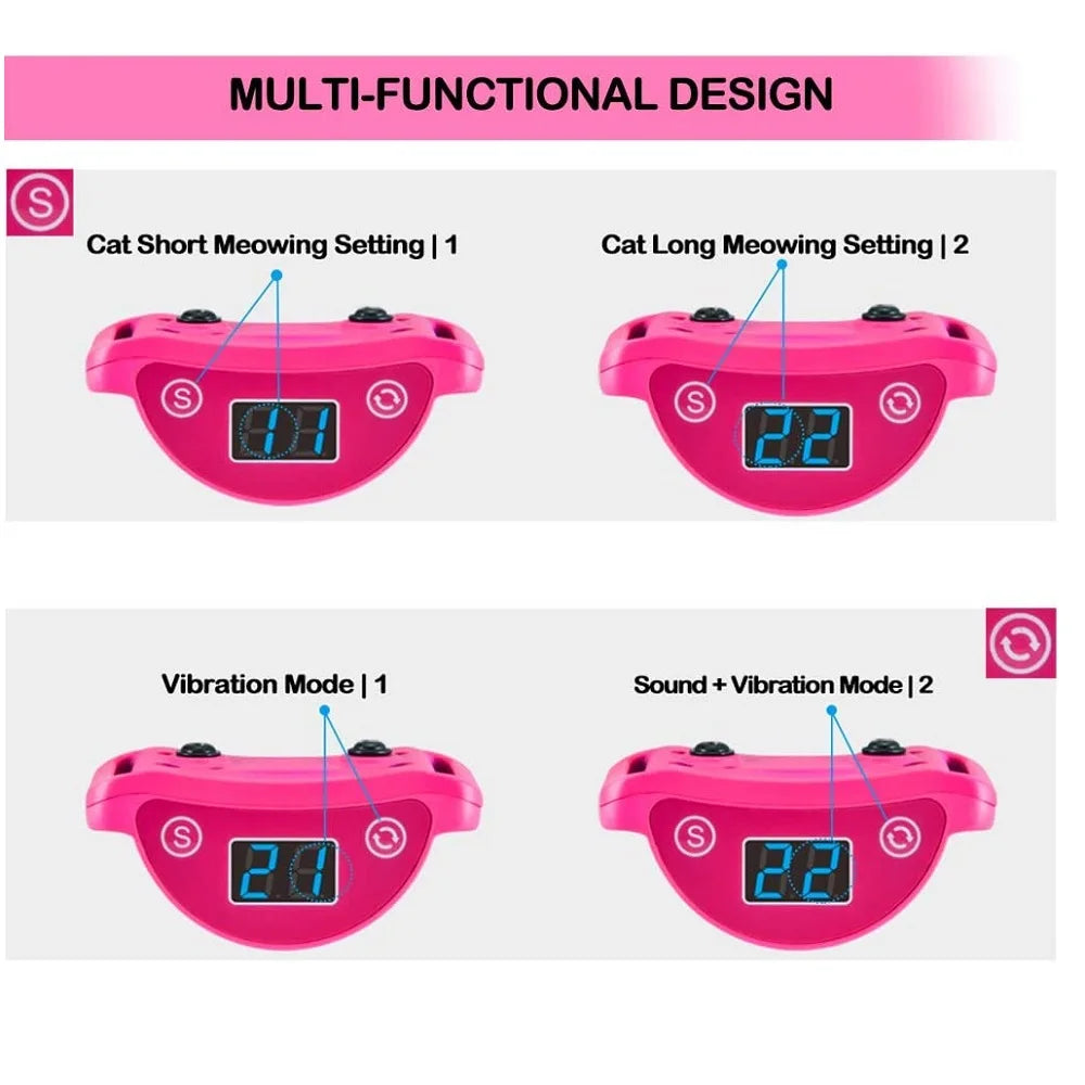 No Shock Automatic Cat Training Collar Stop Meowing with Safe Vibration, Anti Bark Vibration 5 Adjustable Levels for All Cats