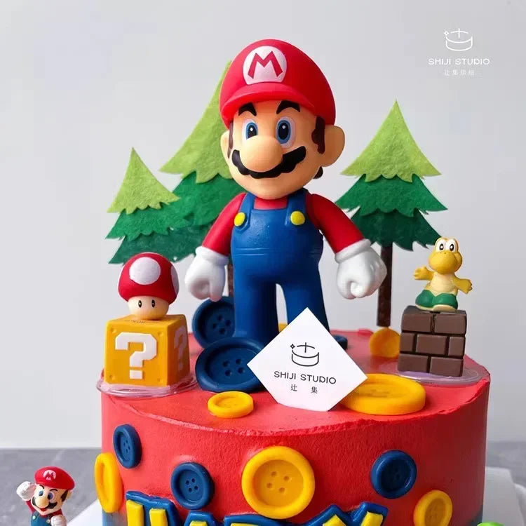 Game Marios Bros Cake Decoration Doll Set Anime Figure Luigi Yoshi PVC Model Toy Baby Shower Kids Birthday Party Supplies Gift