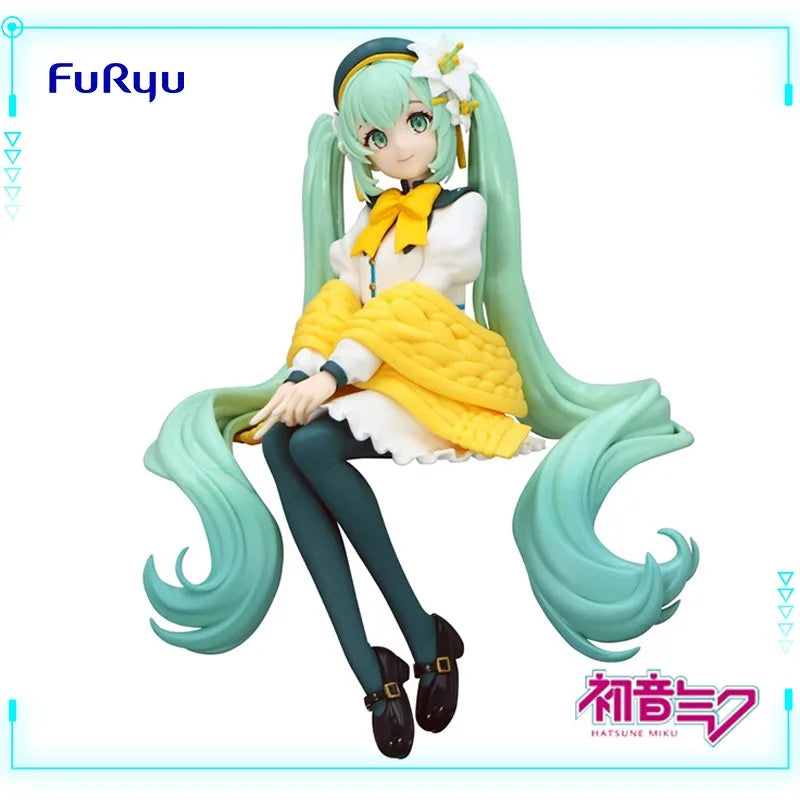 FuRyu Original Genuine Vocaloid Singer Hatsune Miku Flower Fairy Lily White Ver 14cm Noodle Stopper Model Toy Figures Xmas Gift